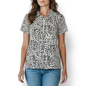 4/$20 Weekends by Chico’s Leopard Print Zip Neck Top